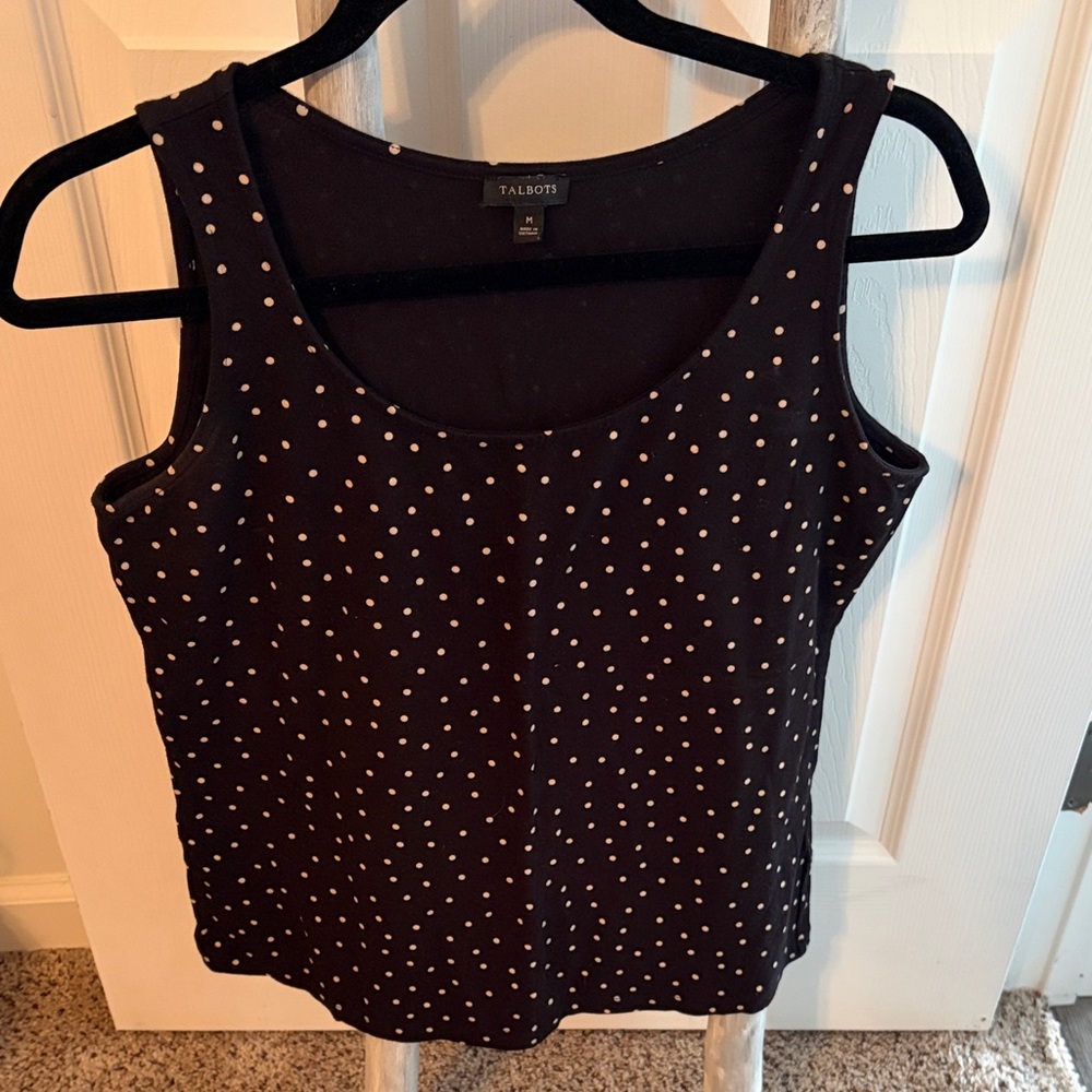 Talbots Black Polka Dot Tank Top